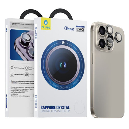 Blueo Sapphire Crystal Stainless Steel Camera Lens Protector, grey - iPhone 15 Pro Max