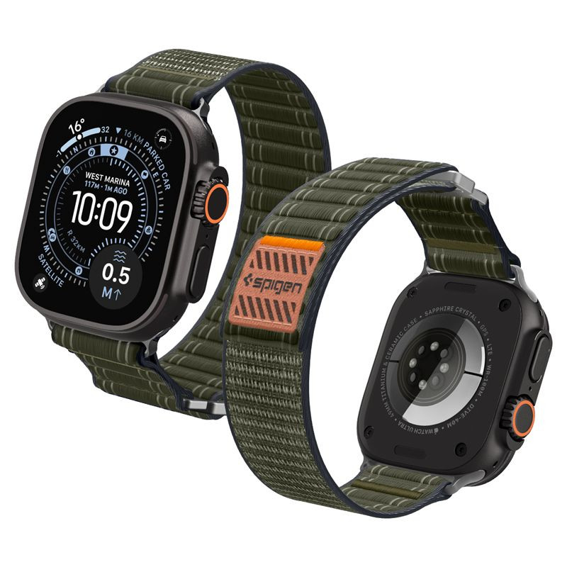 Spigen Fabric Band (hook-and-loop), green - Apple Watch 49mm/46mm/45mm/44mm