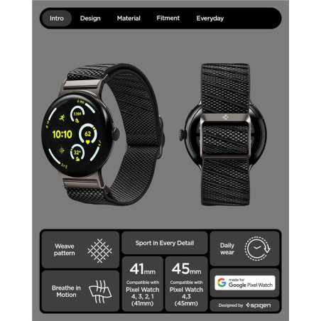 Spigen Lite Fit X Band, black - Google Pixel Watch 4/3 45mm