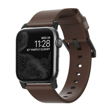Nomad Leat. Strap Brown,black - Apple Watch 49mm/46mm/45mm/44mm/42mm