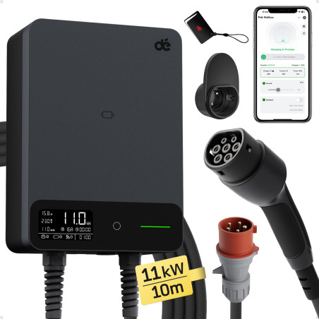 dé 11kW Wallbox with 10m Cable (APP VERSION)