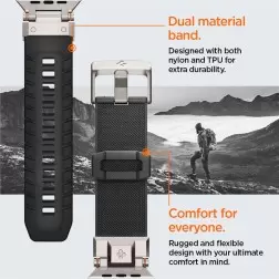 Spigen DuraPro Armor, juoda - AW Ultra 2/1 49mm / 9/8/7 45mm / SE/6/5/4 44mm / 3/2/1 42mm