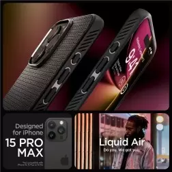 Spigen Skystas oras, matinis juodas - iPhone 15 Pro Max